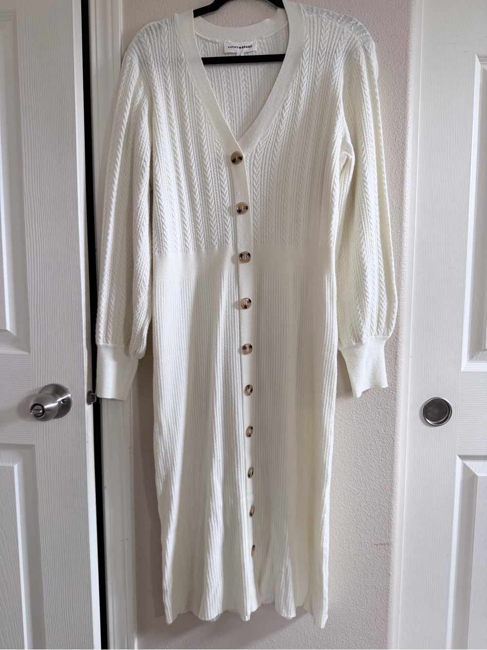 Lucky Brand Cream Cable-Knit Crewneck SweaterDress